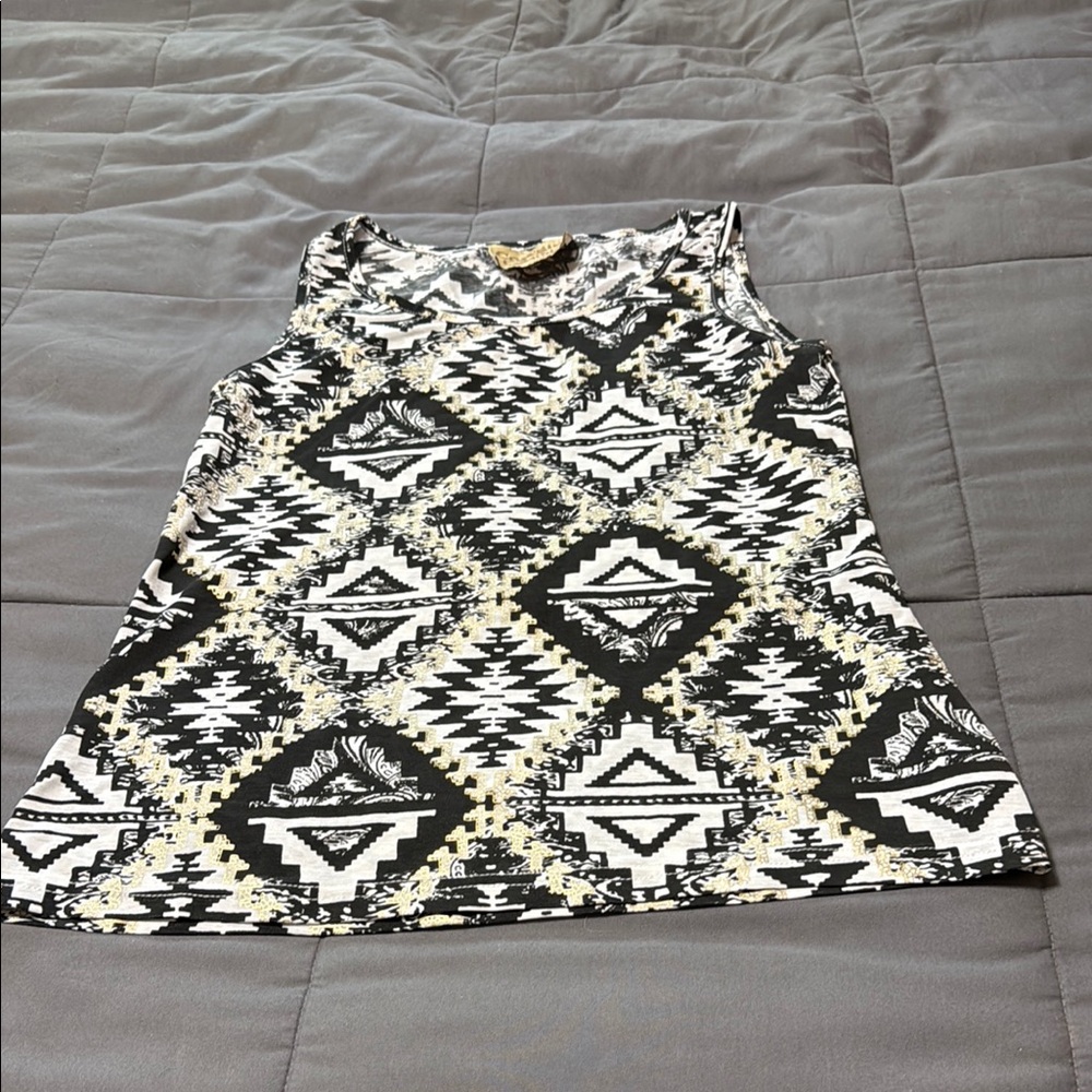 Geometric Black and White Tank Top